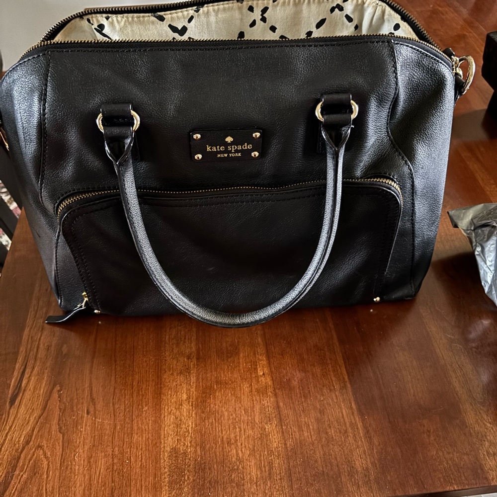 Kate Spade Black Travel Bag with Silver Hardware